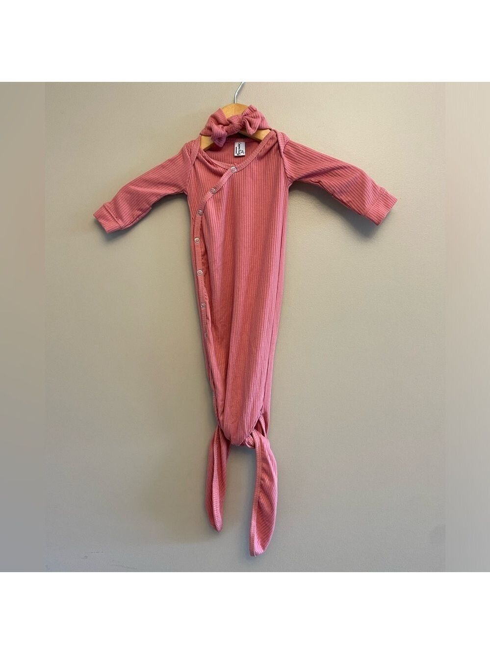 Copper Pearl Newborn Sleeper & Bow Headband Matching Pink